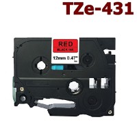 BROTHER P Touch TZ tape 12TZE431 Kırmızı Etikete Siyah  12mmx8M  Muadil