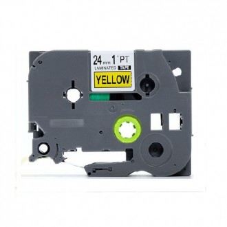 BROTHER P Touch TZ tape 24TFX651 Sarı Esnek Etikete Siyah 24mmx8M  Muadil