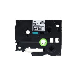 BROTHER P Touch TZ tape HGE251 Beyaz Etikete Siyah 24mmx8M Printpen Muadil